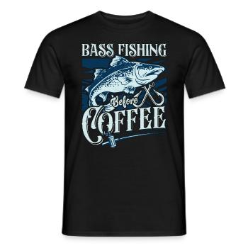 Bass Fishing Before Loves Fly Fishing Coffee Lover - T-shirt homme - noir - Devant - AI Model Male 178 light (178cm)