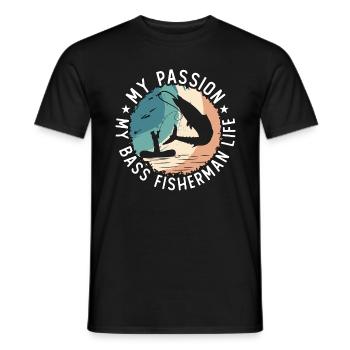 Bass Fisherman My Passion My Bass Fly Fishing - Männer T-Shirt - Schwarz - Vorne - AI Model Male 178 light (178cm)