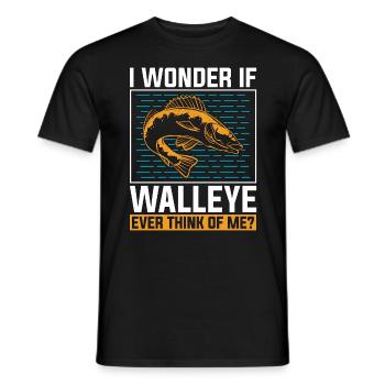 Walleye Fishing I Wonder If Walleye Fishing Lover - Men's T-Shirt - black - Front - AI Model Male 178 light (178cm)