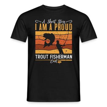 Pêcheur de truite Une histoire courte Je suis amateur de pêche - T-shirt homme - noir - Devant - AI Model Male 178 light (178cm)