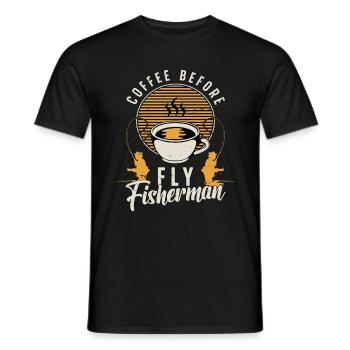 Café de pêcheur à la mouche avant l’amateur de café de pêcheur à la ligne - T-shirt homme - noir - Devant - AI Model Male 178 light (178cm)