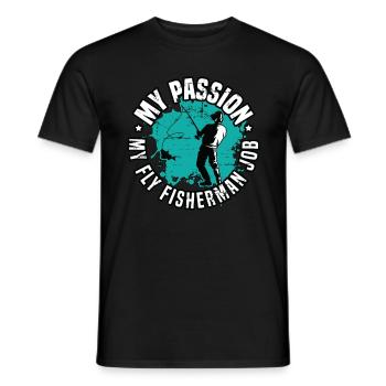 Pêcheur à la mouche Ma passion Mon amateur de chasse au poisson à la mouche - T-shirt homme - noir - Devant - AI Model Male 178 light (178cm)