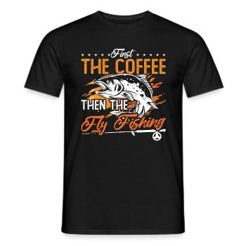 Pêche à la mouche d’abord Le café puis La chasse au poisson - T-shirt homme - noir - Devant - AI Model Male 178 light (178cm)