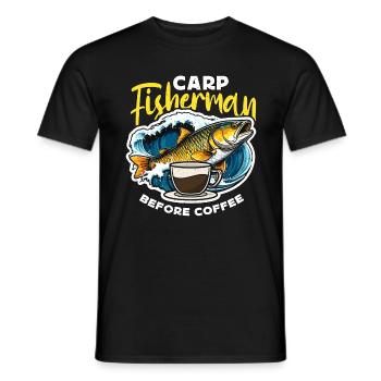 Pêcheur de carpe avant la pêche sportive amateur de café - T-shirt homme - noir - Devant - AI Model Male 178 light (178cm)
