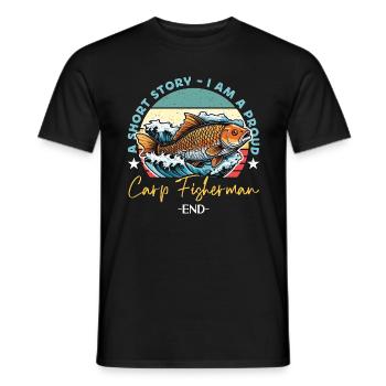 Pêcheur de carpe Une histoire courte Je suis un amateur de pêche - T-shirt homme - noir - Devant - AI Model Male 178 light (178cm)