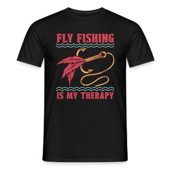 La pêche à la mouche est ma thérapie Pêcheur amateur de pêche - T-shirt homme - noir - Devant - AI Model Male 178 light (178cm)