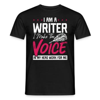 Ecrire Je suis un écrivain Je fais The Voice Journaliste - T-shirt homme - noir - Devant - AI Model Male 178 light (178cm)