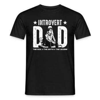 Papa introverti L’idole Le mythe La légende Livresque - T-shirt homme - noir - Devant - AI Model Male 178 light (178cm)