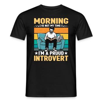 Introvert Morning Is Not My Time Indoor Lifestyle - Men's T-Shirt - black - Front - AI Model Male 178 light (178cm)