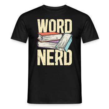 Lecture de mots Nerd Littérature Lecture de livres Lecteur - T-shirt homme - noir - Devant - AI Model Male 178 light (178cm)