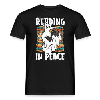Reading In Peace Loves Reading Books Avid Reader - Men's T-Shirt - black - Front - AI Model Male 178 light (178cm)