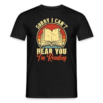 Lecture Désolé je ne t’entends pas je lis livresque - T-shirt homme - noir - Devant - AI Model Male 178 light (178cm)