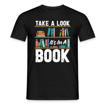Lecture Jetez un coup d’œil C’est dans un livre Littérature - T-shirt homme - noir - Devant - AI Model Male 178 light (178cm)