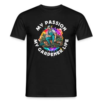 Gardener My Passion My Gardener Life Plant Lover - Men's T-Shirt - black - Front - AI Model Male 178 light (178cm)