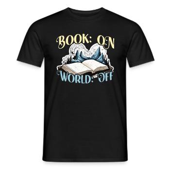 Reading Book On World Off Bookworm Reading Books - Men's T-Shirt - black - Front - AI Model Male 178 light (178cm)
