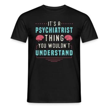 C’est un truc de psychiatre Psychiatre travailleur social - T-shirt homme - noir - Devant - AI Model Male 178 light (178cm)