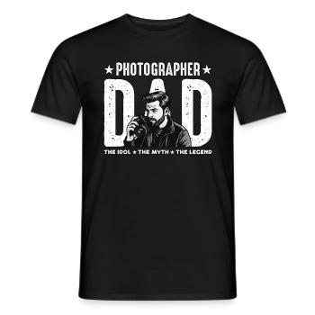 Photographer Dad The Idol The Myth Camera Lover - Men's T-Shirt - black - Front - AI Model Male 178 light (178cm)