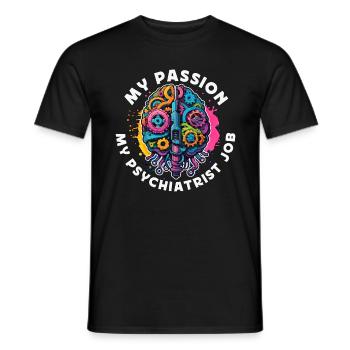 Psychiatre Ma passion Mon psychiatre Psychologie - T-shirt homme - noir - Devant - AI Model Male 178 light (178cm)