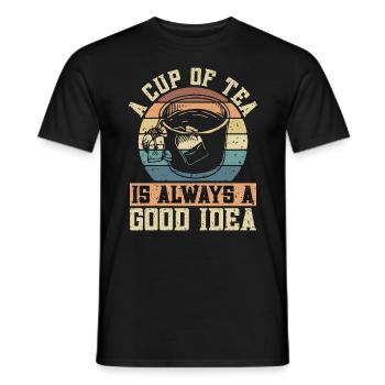 Thé chaud Une tasse de thé est toujours une boisson chaude rétro - T-shirt homme - noir - Devant - AI Model Male 178 light (178cm)