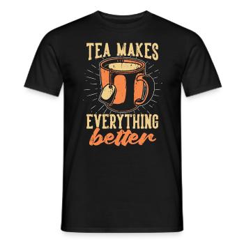 Hot Tea Makes Everything Better Tea Party Lover - Men's T-Shirt - black - Front - AI Model Male 178 light (178cm)