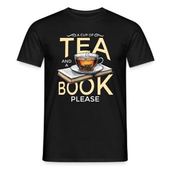 Thé chaud Une tasse de thé et un livre s’il vous plaît boisson chaude - T-shirt homme - noir - Devant - AI Model Male 178 light (178cm)