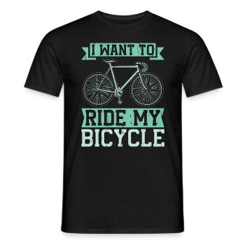 Cyclist I Want To Ride My Bicycle Mountain Biking - Men's T-Shirt - black - Front - AI Model Male 178 light (178cm)