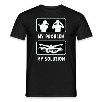 Nageur Mon problème Ma solution Pictogramme Papa Maman - T-shirt homme - noir - Devant - AI Model Male 178 light (178cm)