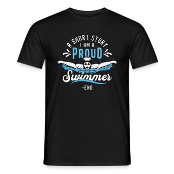 Swimmer A Short Story I Am A Proud Swimming Coach - Men's T-Shirt - black - Front - AI Model Male 178 light (178cm)