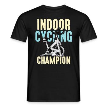 Cycliste champion de cyclisme en salle aime le vélo de course - T-shirt homme - noir - Devant - AI Model Male 178 light (178cm)