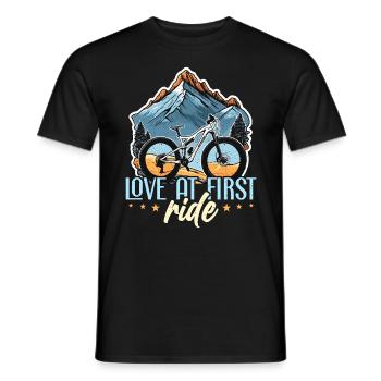 Le cycliste Love At First Ride aime le VTT - T-shirt homme - noir - Devant - AI Model Male 178 light (178cm)
