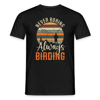 Birdwatching Never Boring Always Retro Bird Feeder - Men's T-Shirt - black - Front - AI Model Male 178 light (178cm)