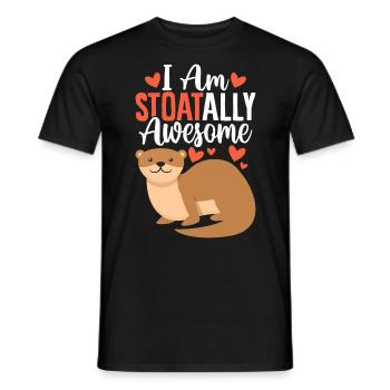 Funny Short Tailed Weasel Ermine Stoat Animal - Men's T-Shirt - black - Front - AI Model Male 178 light (178cm)