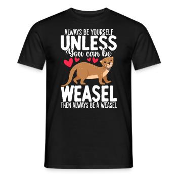 Funny Weasel Pet Ferret Paws Stoat Ermine - Men's T-Shirt - black - Front - AI Model Male 178 light (178cm)
