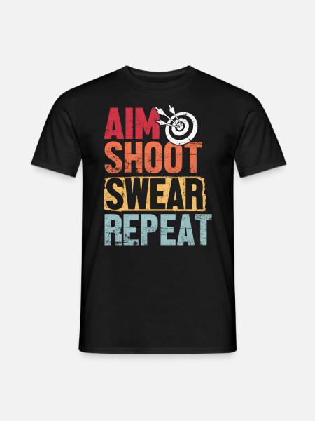 Zielen Schießen Schwören Wiederholen Bogenschießen Retro Groovy Bogen - Männer T-Shirt - Schwarz