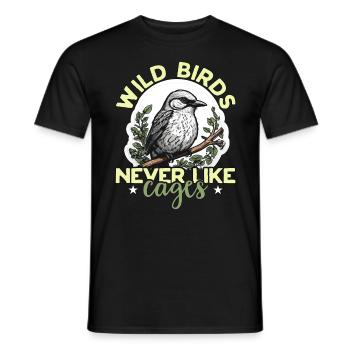 Bird Watching Wild Birds Never Like Cages Birding - Men's T-Shirt - black - Front - AI Model Male 178 light (178cm)