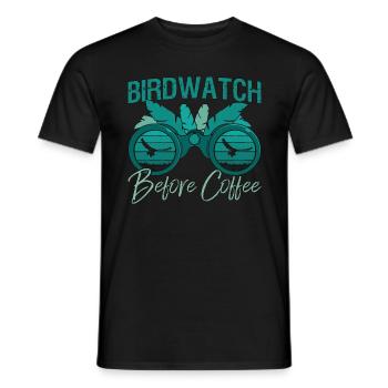 Birdwatch Avant le café Ornithologue Amateur de café - T-shirt homme - noir - Devant - AI Model Male 178 light (178cm)