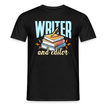 Écrivain et éditeur Littérature Bookworm Éditeur de livres - T-shirt homme - noir - Devant - AI Model Male 178 light (178cm)