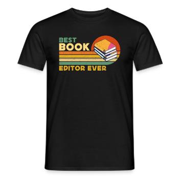 Meilleur éditeur de livres de tous les temps Journaliste rétro Éditeur de livres - T-shirt homme - noir - Devant - AI Model Male 178 light (178cm)