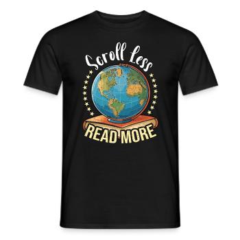 Literature Teacher Scroll Less Read More Reader - Men's T-Shirt - black - Front - AI Model Male 178 light (178cm)
