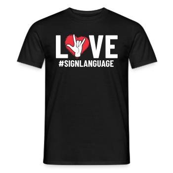 ASL Ich liebe dich Lustige Fingerbuchstabierung ASL - Männer T-Shirt - Schwarz - Vorne - AI Model Male 178 light (178cm)