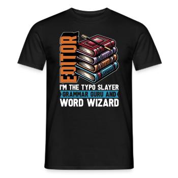 Book Editor I'm The Typo Slayer English Teacher - Men's T-Shirt - black - Front - AI Model Male 178 light (178cm)