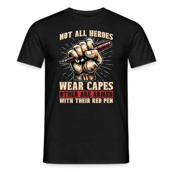 Book Editor Not All Heroes Wear Capes Bookworm - Männer T-Shirt - Schwarz - Vorne - AI Model Male 178 light (178cm)
