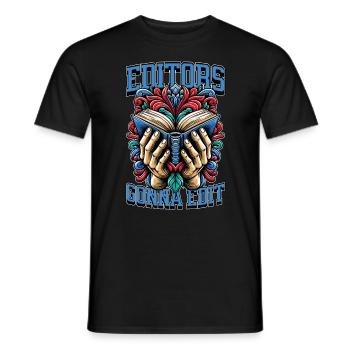 Book Editors going to Edit Publisher Book Author - Men's T-Shirt - black - Front - AI Model Male 178 light (178cm)