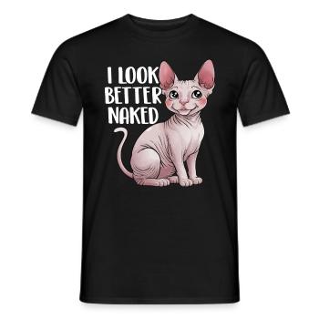 Ich sehe besser aus Nackt Sphynx Katze Felllos Haarlos - Männer T-Shirt - Schwarz - Vorne - AI Model Male 178 light (178cm)
