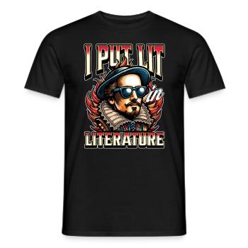 Professeur de littérature J’ai mis allumé dans la littérature livresque - T-shirt homme - noir - Devant - AI Model Male 178 light (178cm)