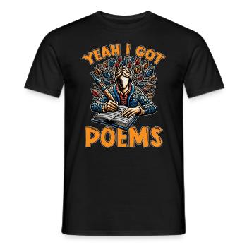 Amateur de poésie oui j’ai des poèmes Professeur de littérature - T-shirt homme - noir - Devant - AI Model Male 178 light (178cm)