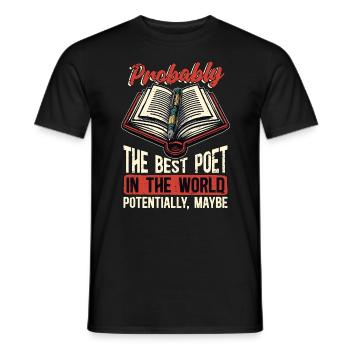 Poetry Lover Probably The Best Poet Bookish Reader - Men's T-Shirt - black - Front - AI Model Male 178 light (178cm)