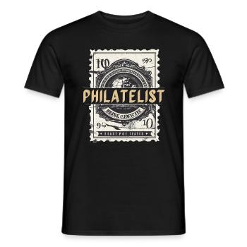 Stamp Collector Philatelist Loves Stamp Collecting - Men's T-Shirt - black - Front - AI Model Male 178 light (178cm)