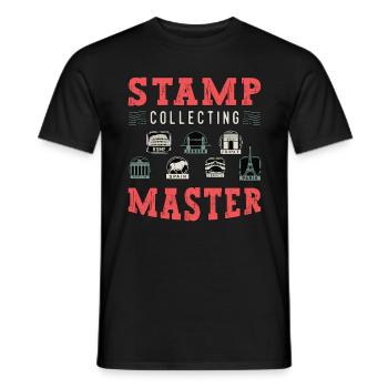 Maître philatélie philatélique amateur de timbres - T-shirt homme - noir - Devant - AI Model Male 178 light (178cm)