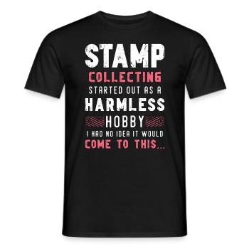 Stamp Collecting Started Out As A Stamp Lover - Männer T-Shirt - Schwarz - Vorne - AI Model Male 178 light (178cm)